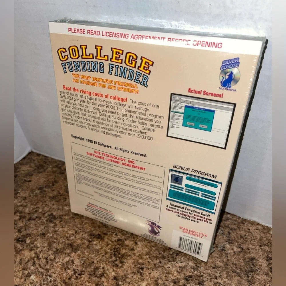 Vintage PC Big Box College Funding Finder CD-ROM BRAND NEW SEALED Big Box PC